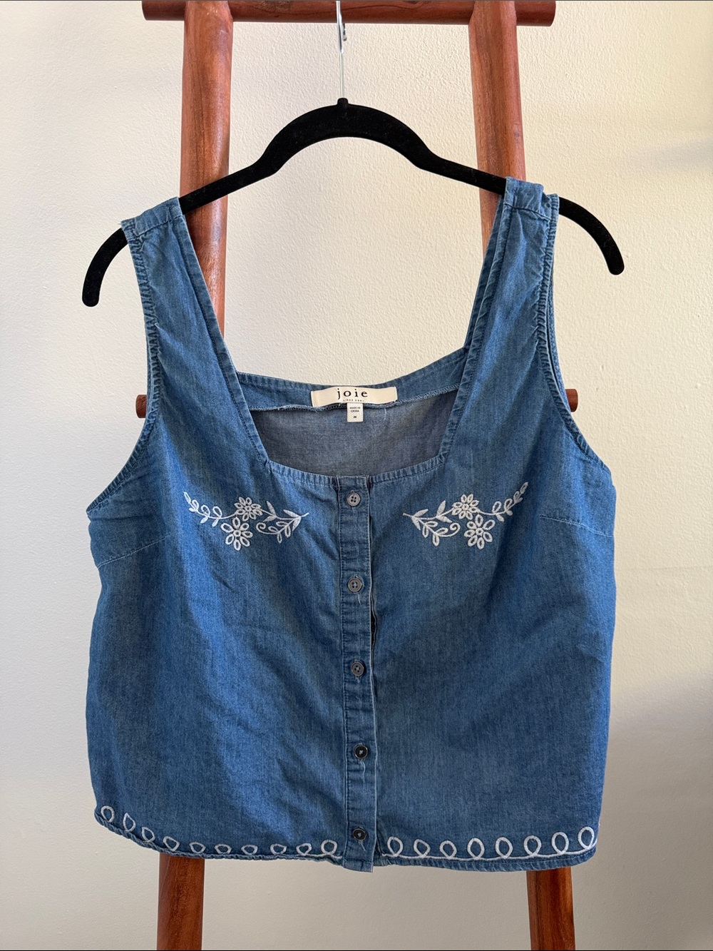 Joie denim embroidered tank